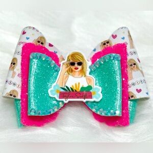 Taylor Swift handmade faux leather bow. NEW. Aprox 4”. Swiftie Bow, TS Bow